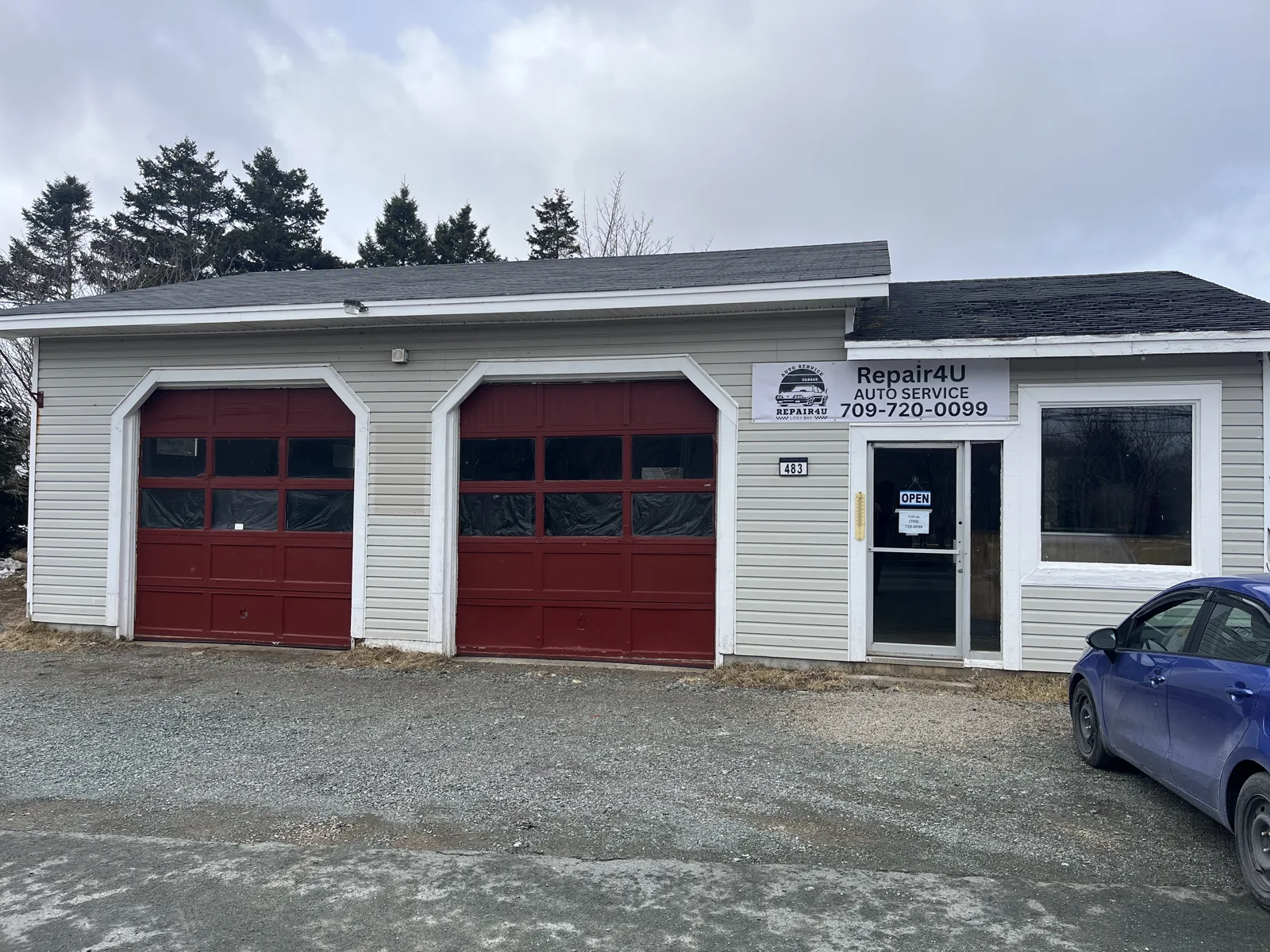 Exterior of Repair4U Auto Service garage in Logy Bay